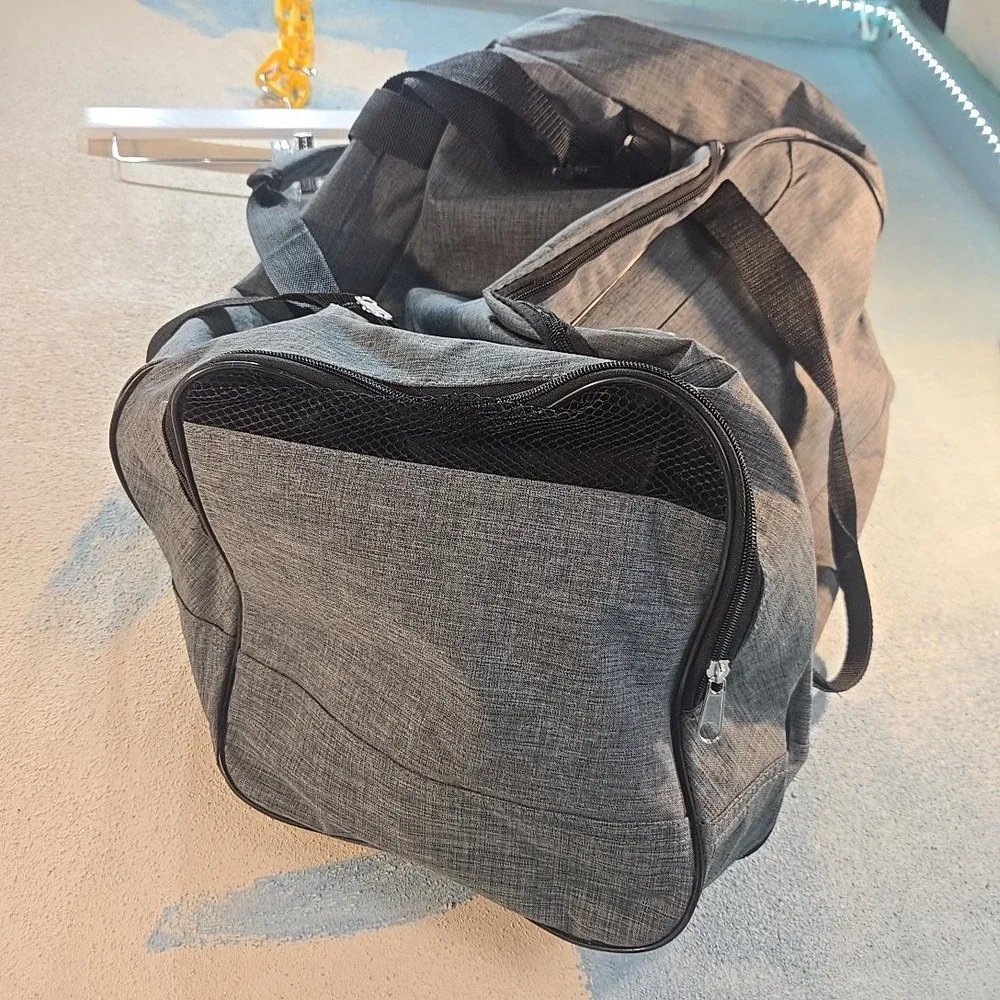 NRA Duffel Gym Bag National Rifle Association‎ Grey Heather Canvas Mesh Carry-On